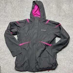 Columbia Jacket Womens Medium Black Interchange Hooded Full Zip Rain Outdoor